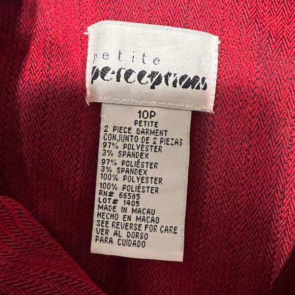 Vintage Perceptions Petite Women's Blazer Button Front Size 10P Red Textured - Picture 5 of 5